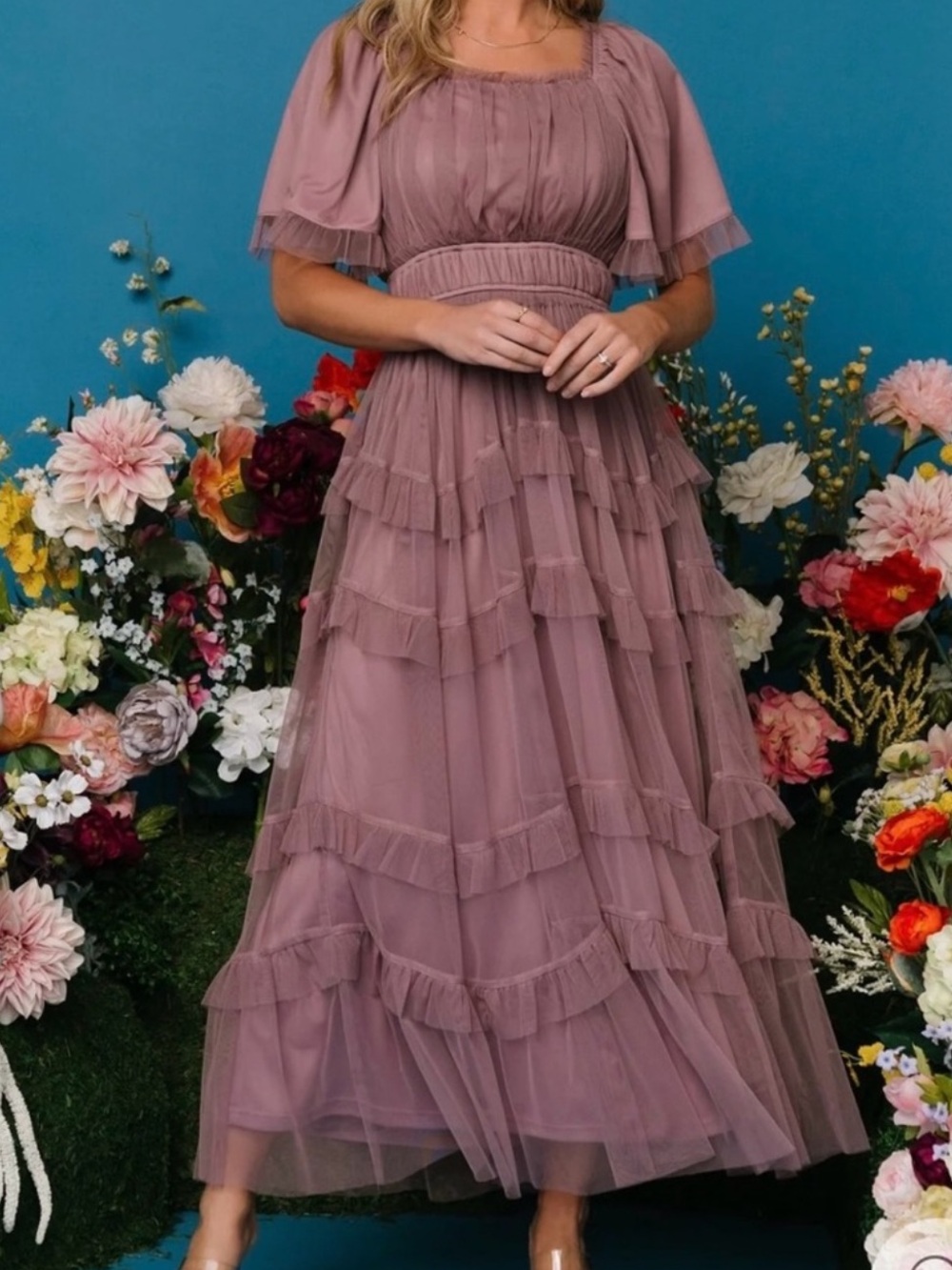 NWT Baltic Born Magdalena Tulle Maxi Dress in Dusty Orchid - Size Medium